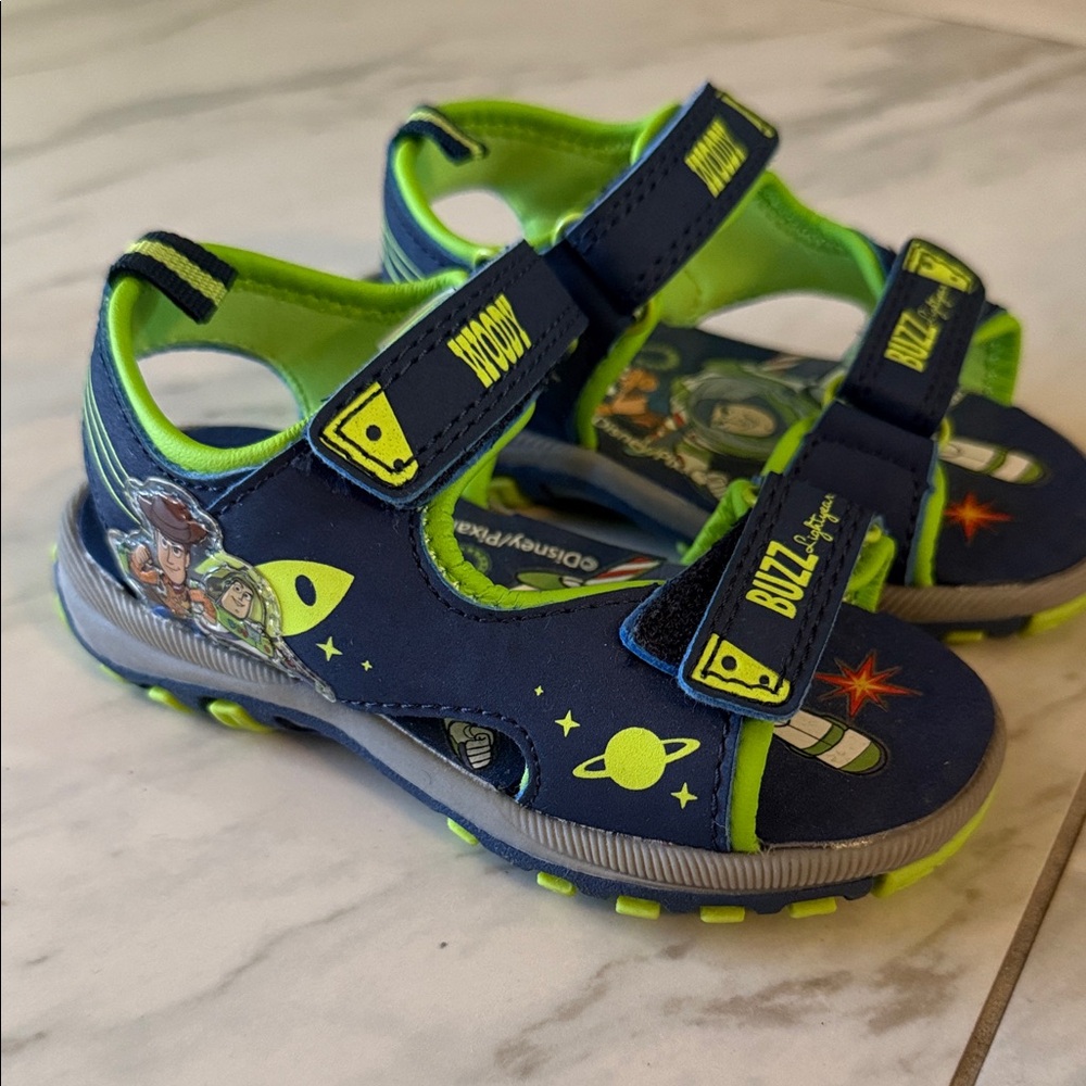 Kids Adventure Sandals - Navy and Neon Green